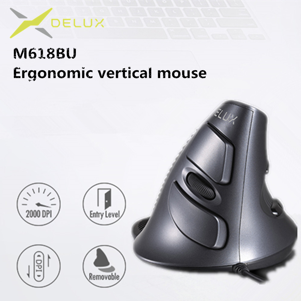 Delux-M618-BU-Ergonomic-Vertical-Mouse-6-Button-800-1200-1600-DPI-Optical-Right-Hand-Mice