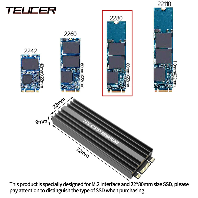 TEUCER-M2-SSD-Soğutucu-NVME-2280-Katı Hal-Disk-Sürücü-Radyatör-Soğutucu-Soğutma-Pad-Masaüstü için (1)