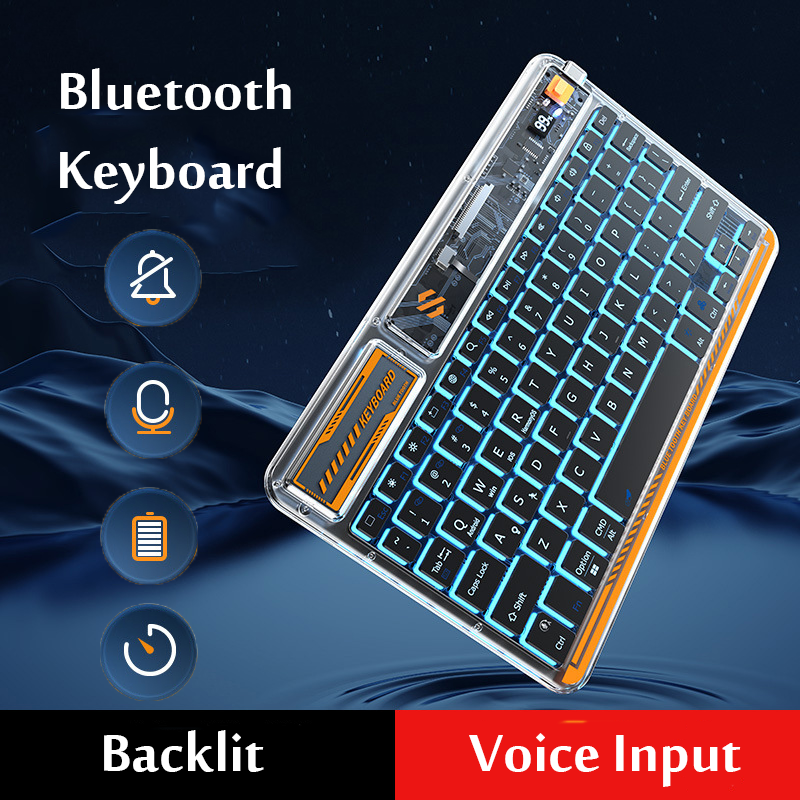 Teclado sem fio Bluetooth com entrada de voz silencioso tipo C teclados mini-RGB retroiluminado para iPad