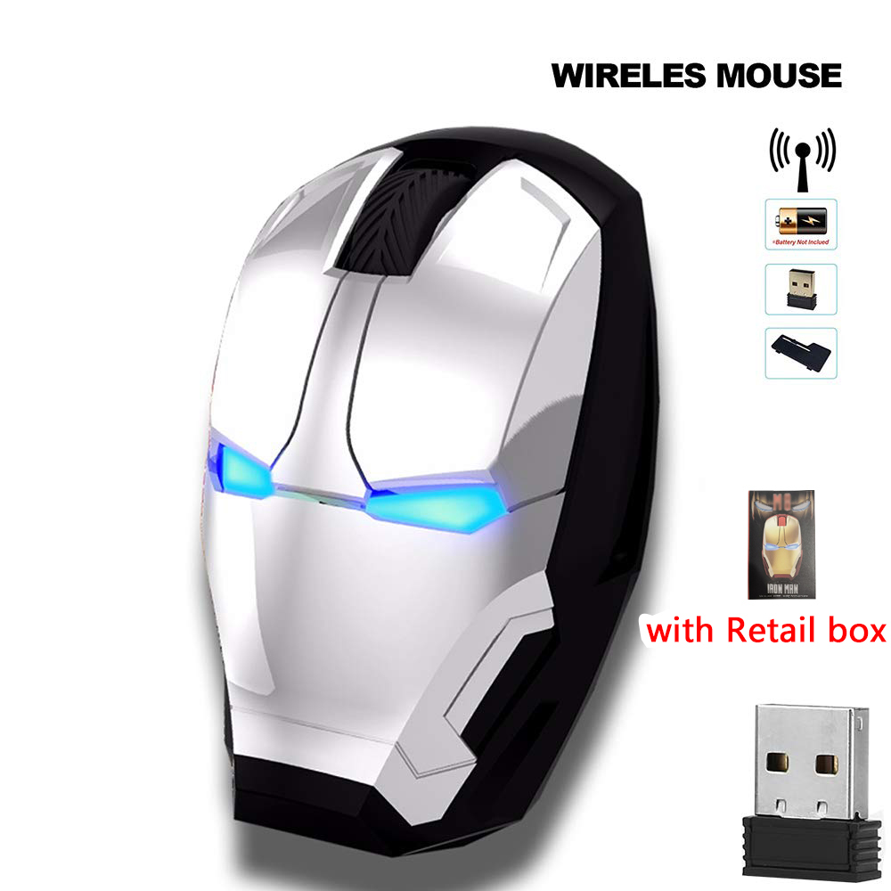 Wireless-sourit-Iron-Man-sourit-sourit-òdinatè-bouton-silans-klike-800-1200-1600-2400DPI-reglab-USB